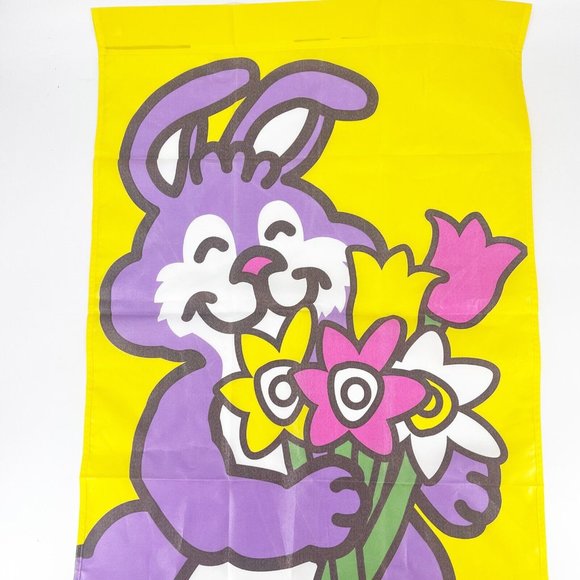 Easter Yard Garden Flag Purple Bunny Rabbit Flowers Tulips 29x43” - Picture 4 of 8
